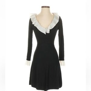 Zara Black Dress with White Ruffle Details